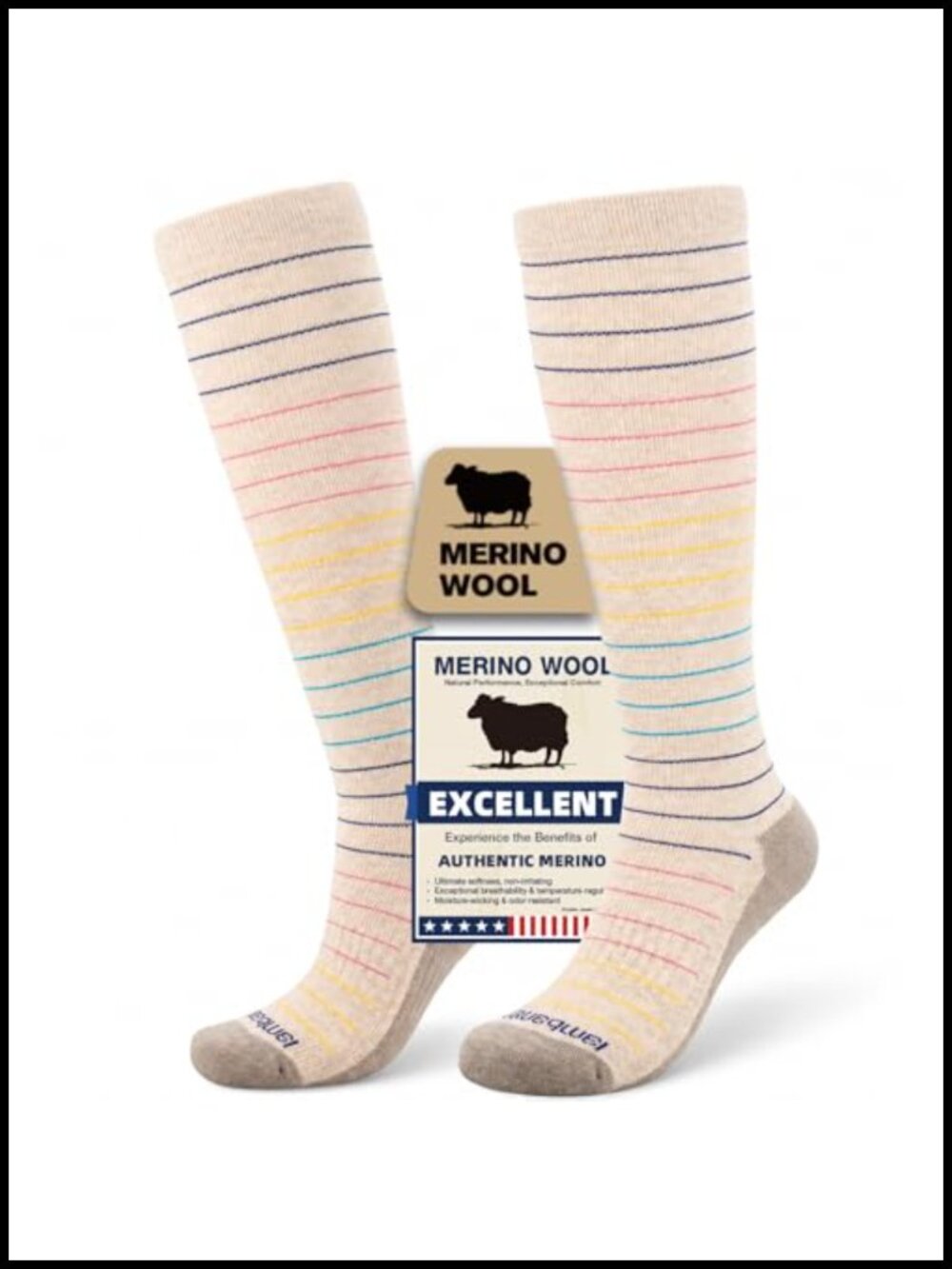 Merino Wool Compression Socks 20-30 mmHg Knee High for Flying Travel